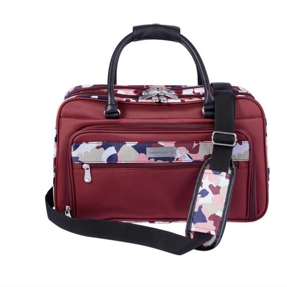 Handbags - Samantha Brown Carry All Travel Bag BURGUNDY GEO CAMO nwt